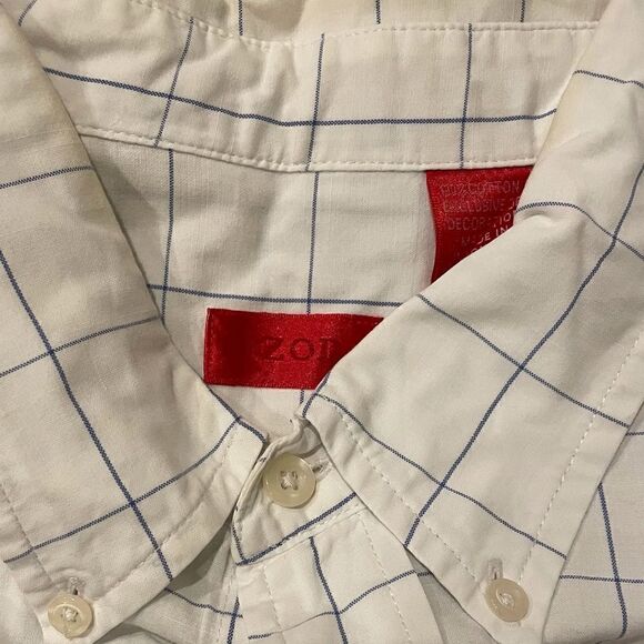 Men’s white / blue striped izod button down shirt - Picture 2 of 5